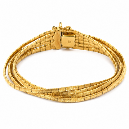 1950s Vintage 18K Yellow Gold Multi-Strand Sapphire Bracelet