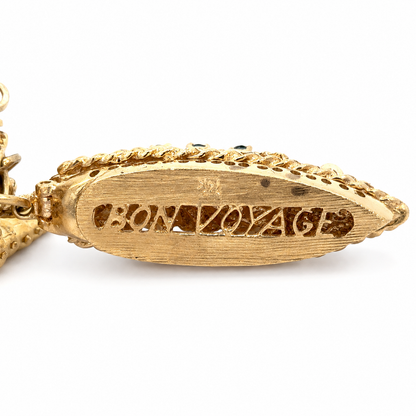 Vintage 14K Yellow Gold Story Charm Bracelet with Nine Gemstone & Pearl Charms