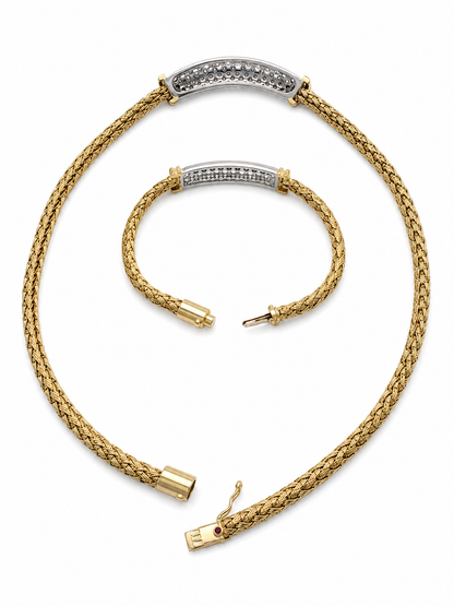 Roberto Coin Diamond Necklace & Bracelet Set – 18K Two-Tone Gold
