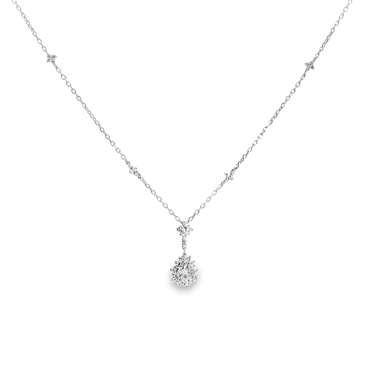 18K White Gold Diamond Flower Pendant