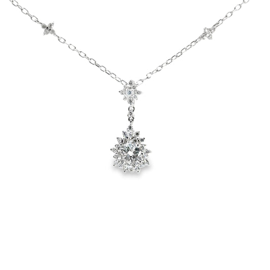 18K White Gold Diamond Flower Pendant