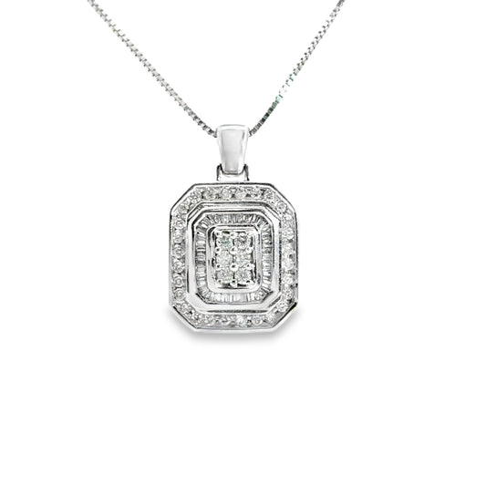 White Gold Geometric Diamond Pendant