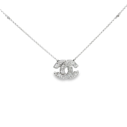 Chanel CC Classic 14K White Gold & Diamond Pendant