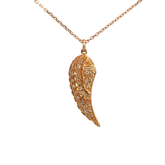 14K Rose Gold & Diamond Angel Wing Pendant