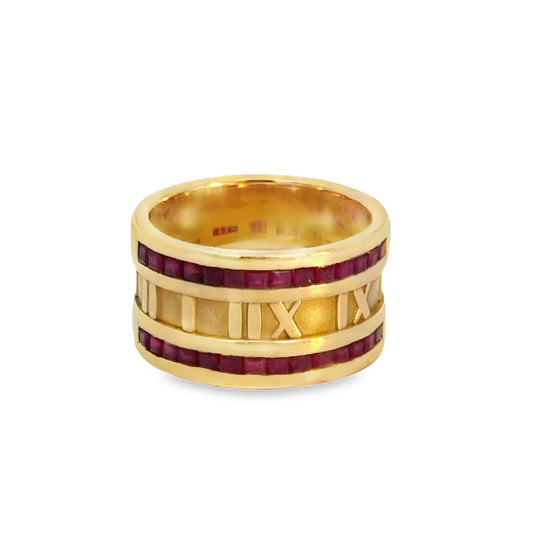 Tiffany & Co. 18K Yellow Gold Atlas Ruby Ring