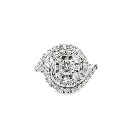 Exquisite 14K White Gold Diamond Engagement Ring