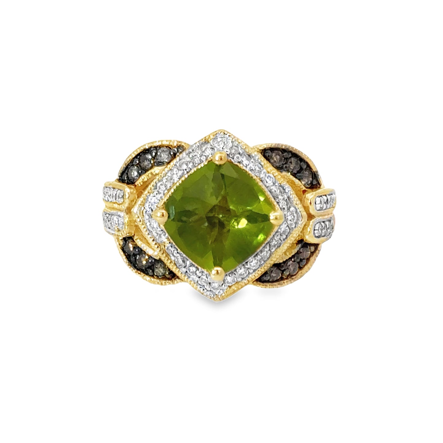 Le Vian 14K Peridot Vanilla & Chocolate Diamond Ring