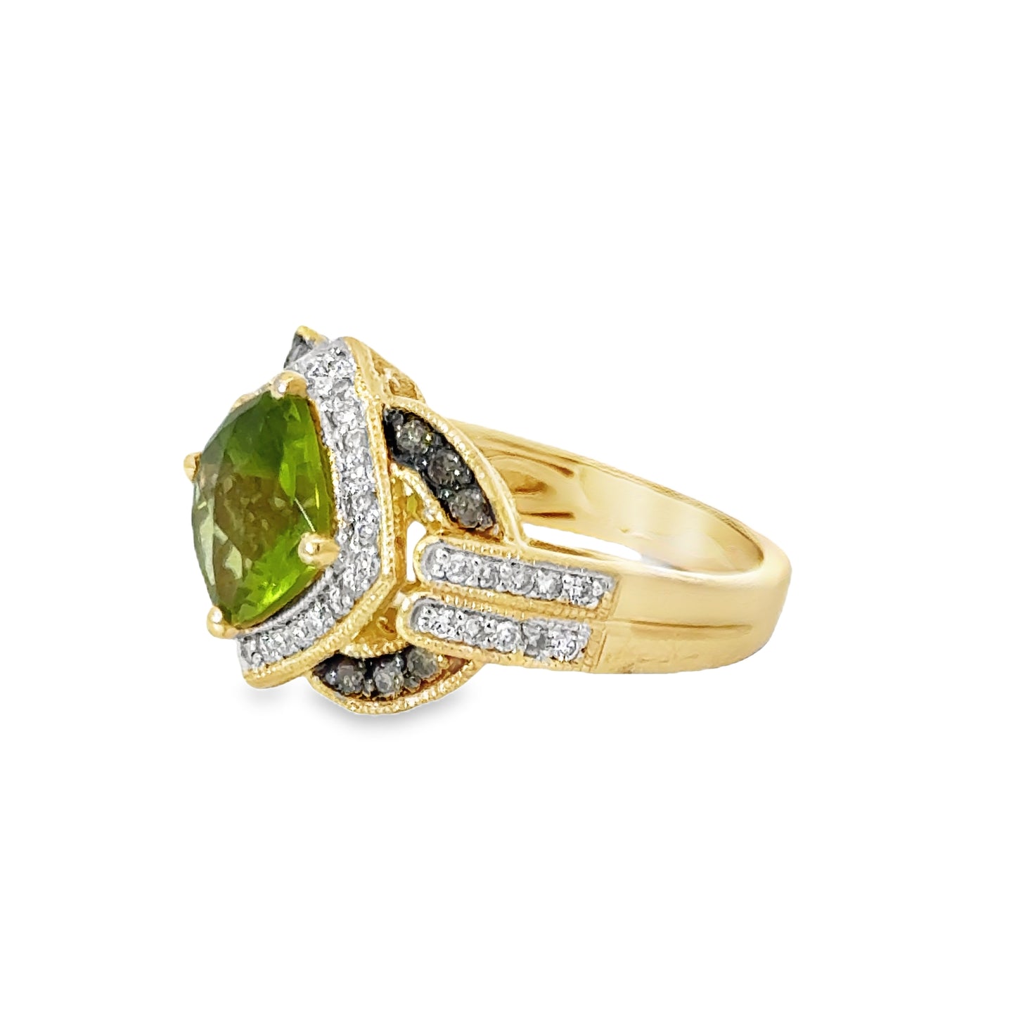 Le Vian 14K Peridot Vanilla & Chocolate Diamond Ring