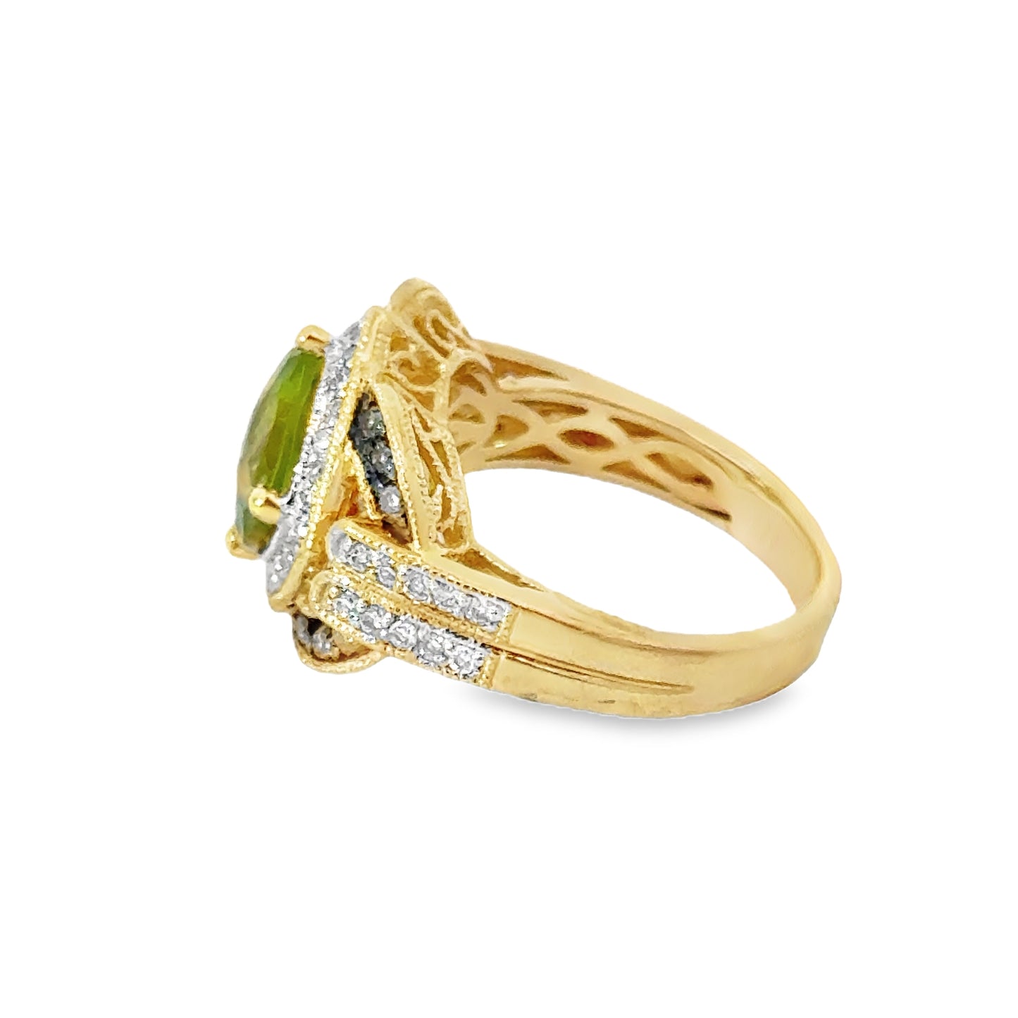 Le Vian 14K Peridot Vanilla & Chocolate Diamond Ring