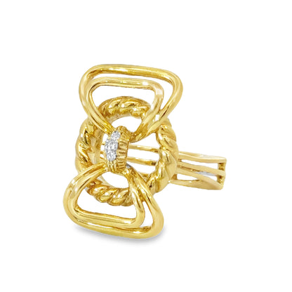 Avant-Garde 18K Yellow Gold Geometric Diamond Ring