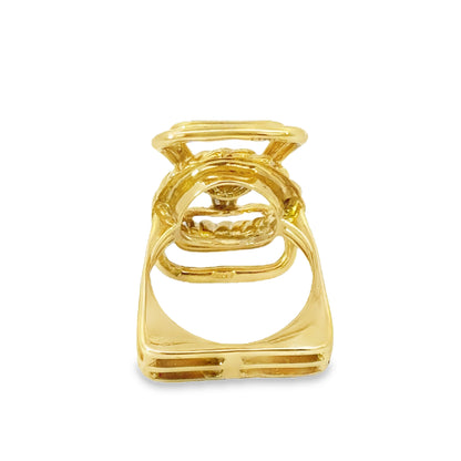 Avant-Garde 18K Yellow Gold Geometric Diamond Ring