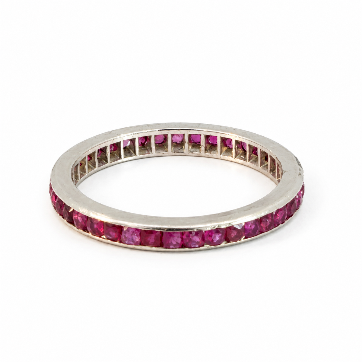 14K White Gold Channel-Set Ruby Stacking Ring