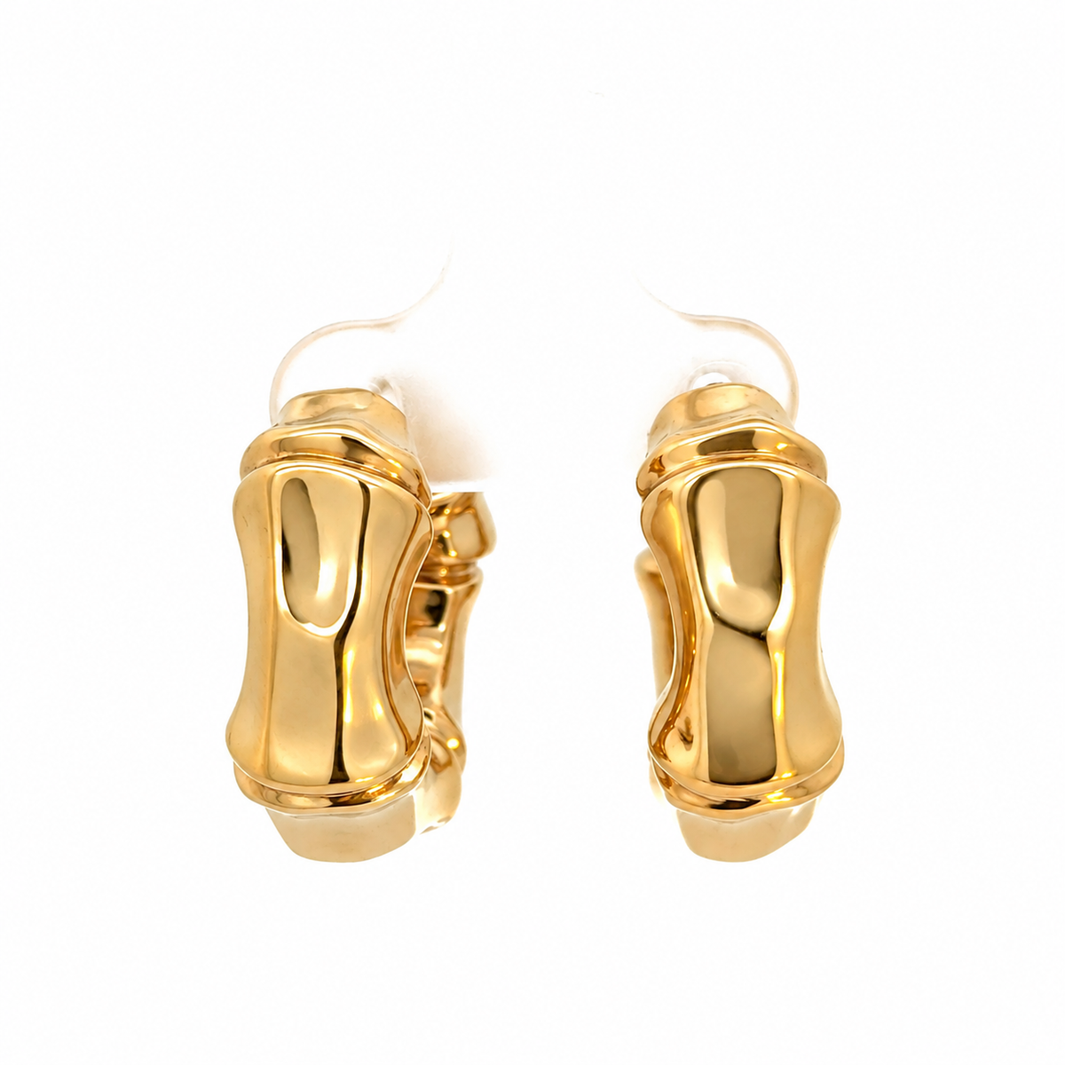 14K Yellow Gold Bamboo Hoop Earrings