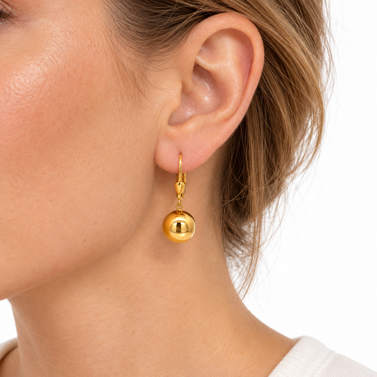 14K Yellow Gold Polished Ball Drop Earrings