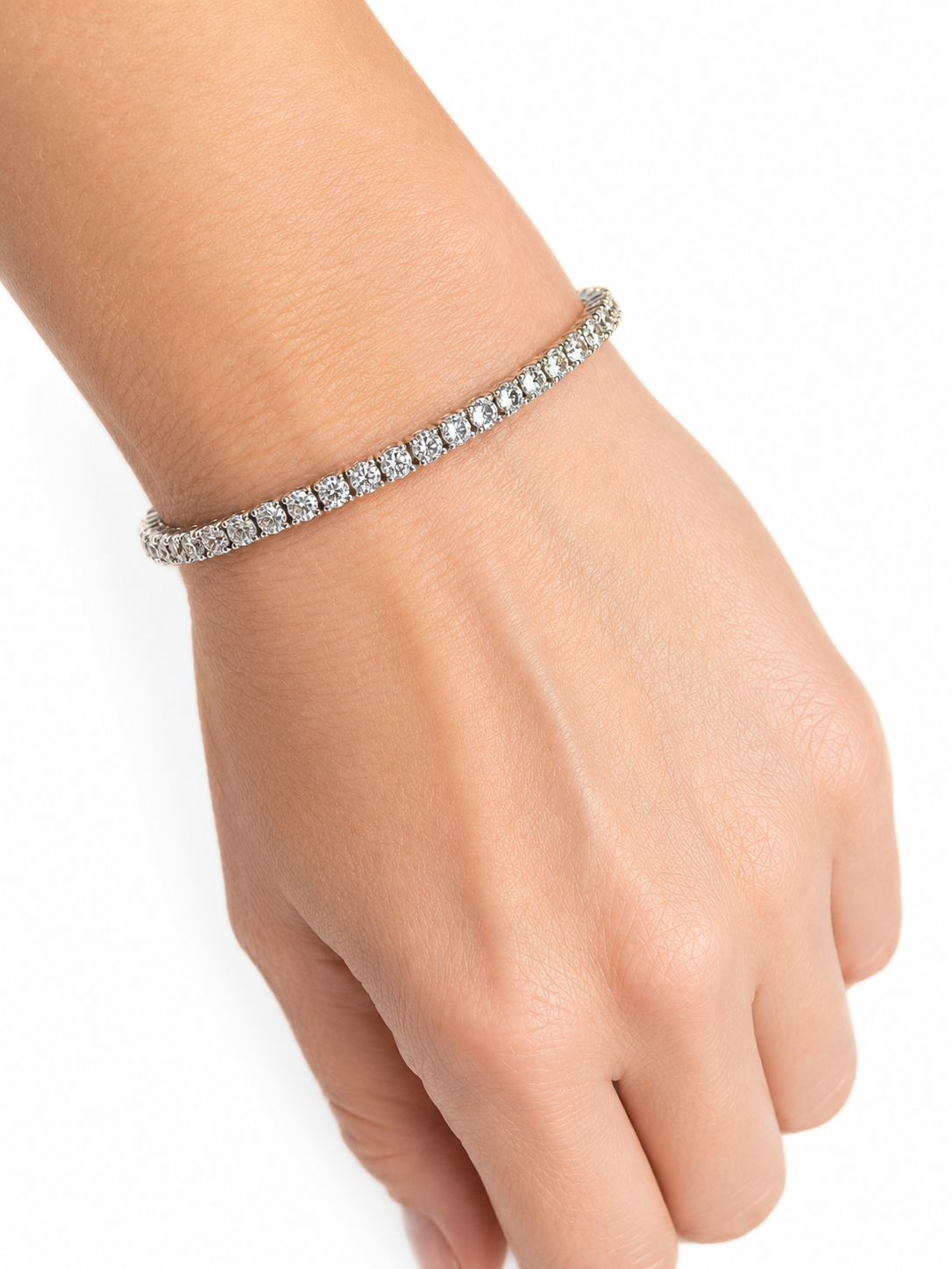 Classic 14K White Gold Lab Grown Diamond Tennis Bracelet Estate Jewelry