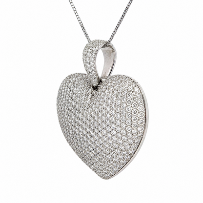 Large ICEBOX Diamond Heart Pendant 14K White Gold
