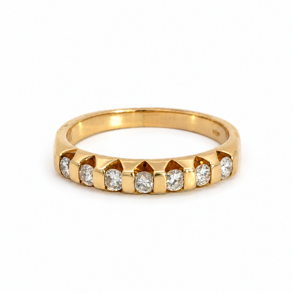 14K Yellow Gold Seven-Diamond Band Ring
