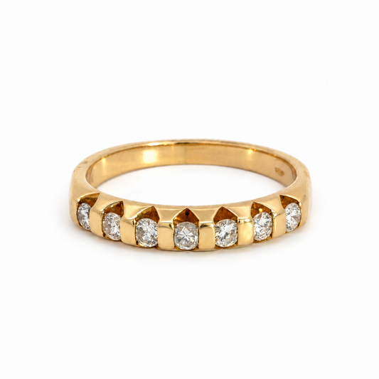 14K Yellow Gold Seven-Diamond Band Ring