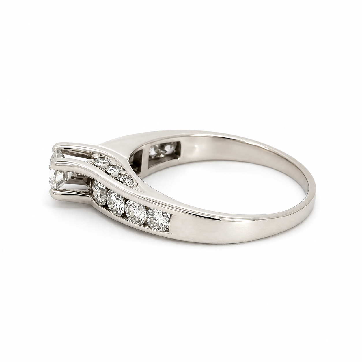 14K White Gold Diamond Bypass Ring