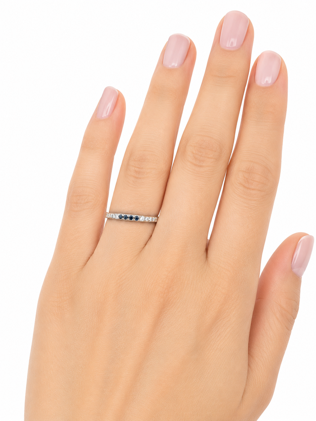 Platinum Sapphire & Diamond Stackable Ring Size 7