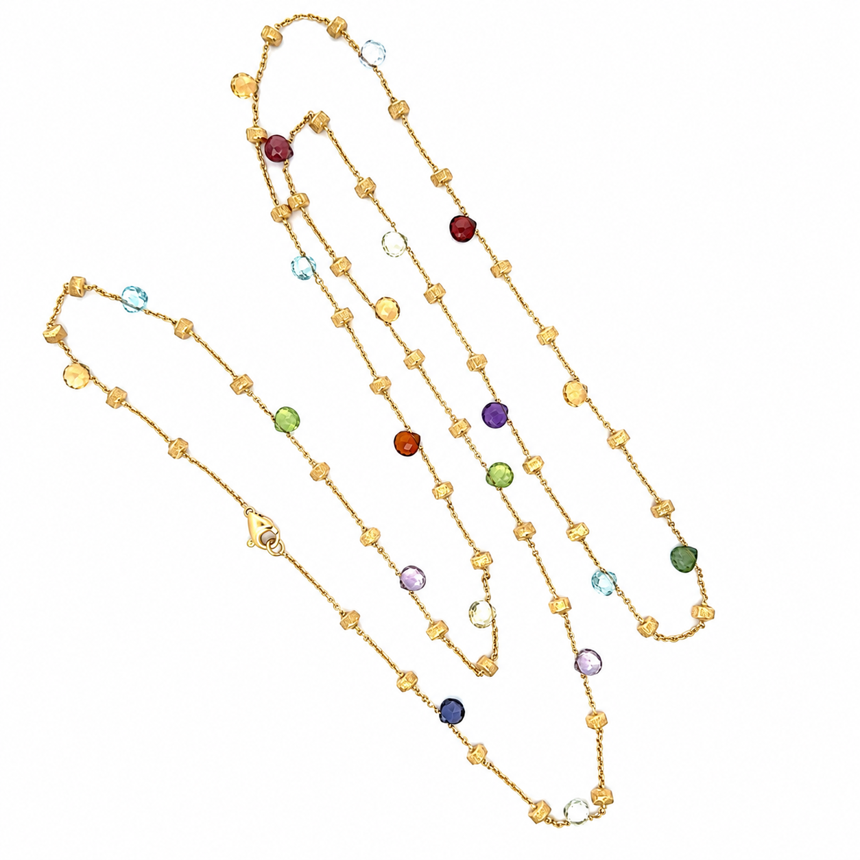 Marco Bicego Multi-Gemstone Station Necklace in 18K Yellow Gold