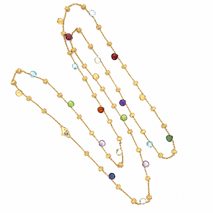 Marco Bicego Multi-Gemstone Station Necklace in 18K Yellow Gold