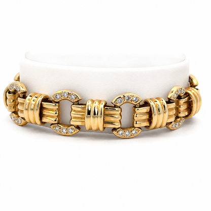 Retro 14K Yellow Gold Diamond Link Bracelet