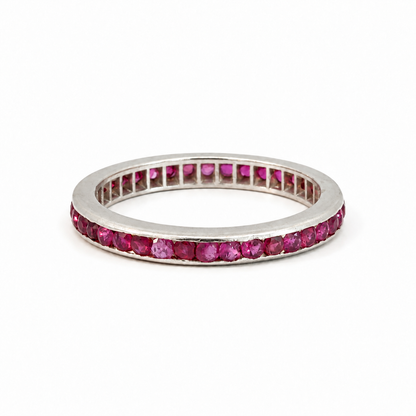 14K White Gold Channel-Set Ruby Stacking Ring