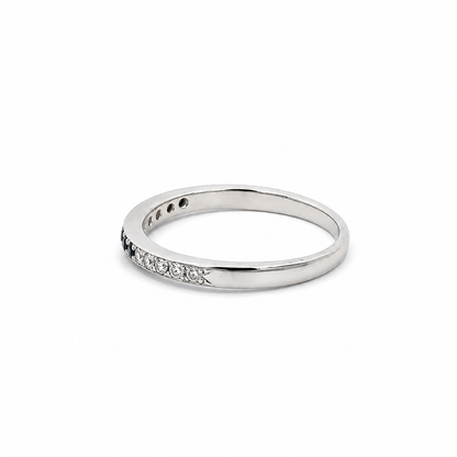 Platinum Sapphire & Diamond Band Ring Size 7.5