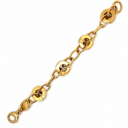 Vintage Golden Point 18K Yellow Gold Statement Link Bracelet