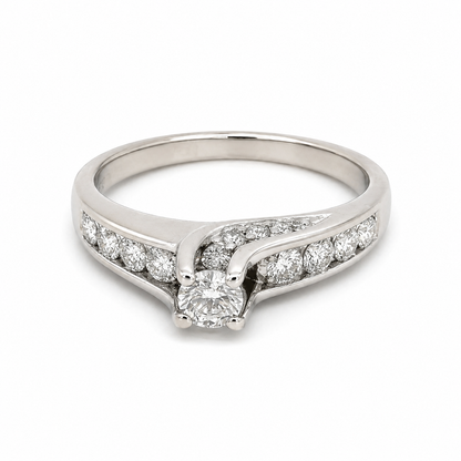 14K White Gold Diamond Bypass Ring