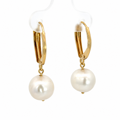 14K Yellow Gold Freshwater Pearl Drop Earrings