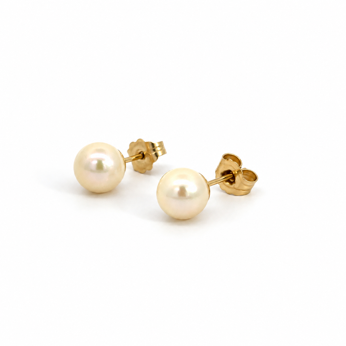 14K Yellow Gold 6mm Pearl Stud Earrings
