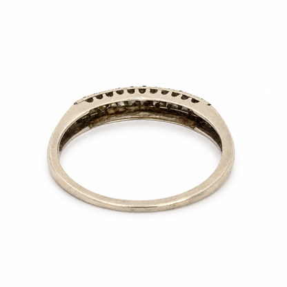 Vintage 14K White Gold Ribbed Diamond Band