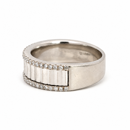 14K White Gold Diamond-Edged Sculptural Band Ring