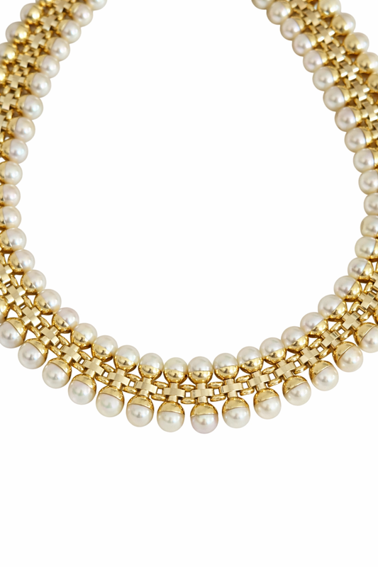 Vintage 1960’s 18K Yellow Gold South Sea Pearl Collar Necklace