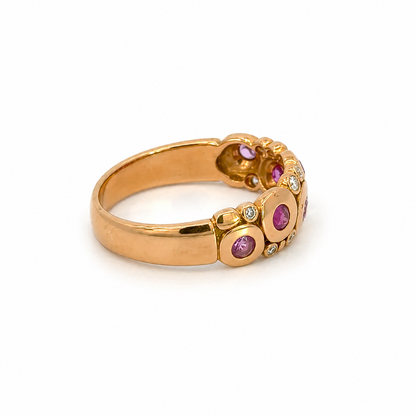 18K Rose Gold Ruby & Diamond Artistic Band Ring