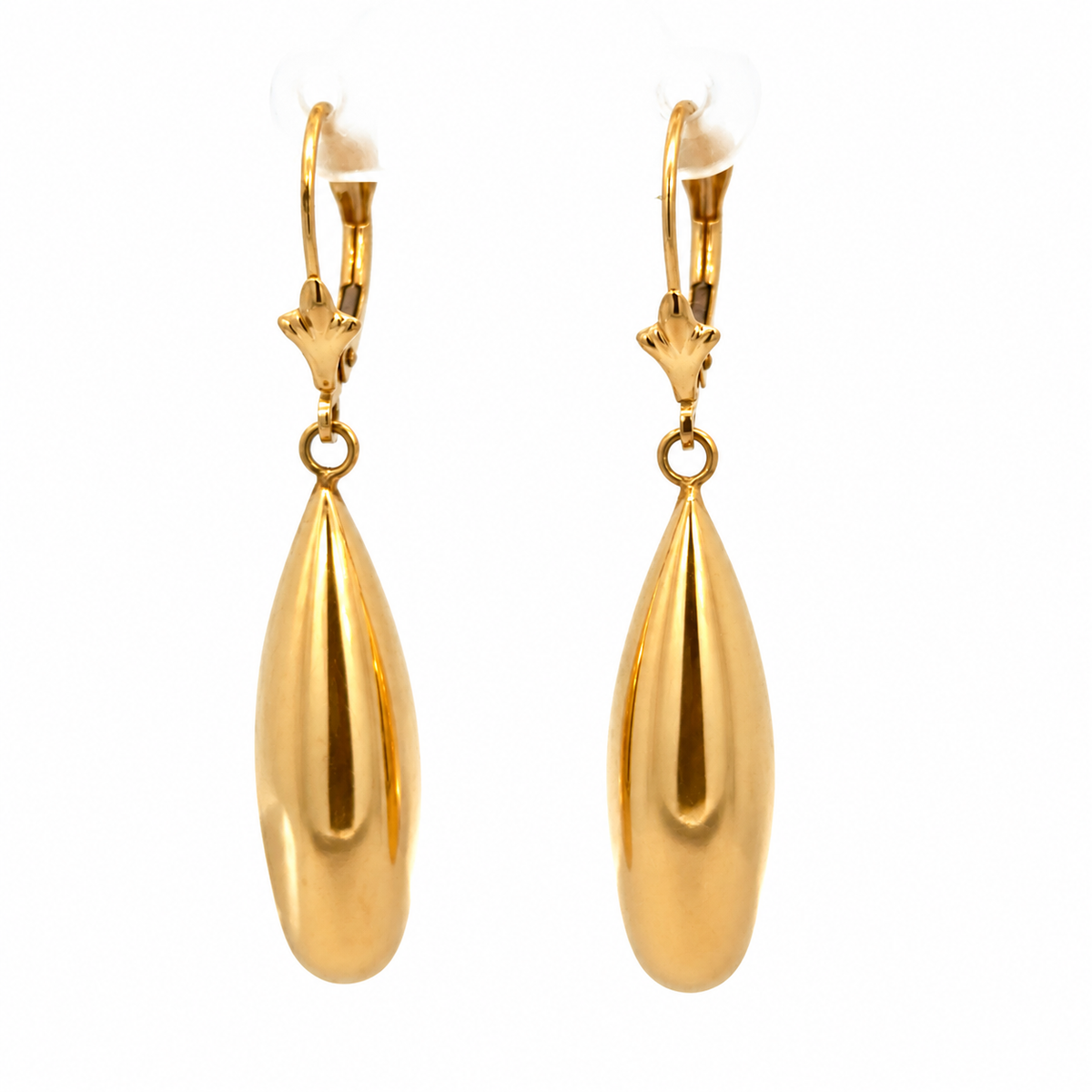 14K Yellow Gold Teardrop Dangle Earrings