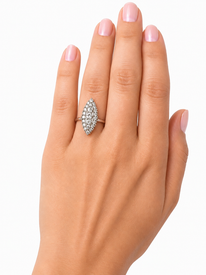 14K White Gold Diamond Navette Ring