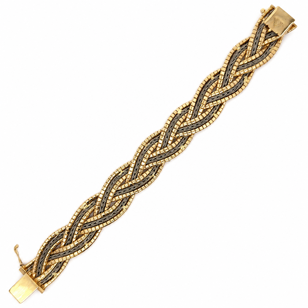 Vintage Retro 18K Rose & White Gold Braided Bracelet