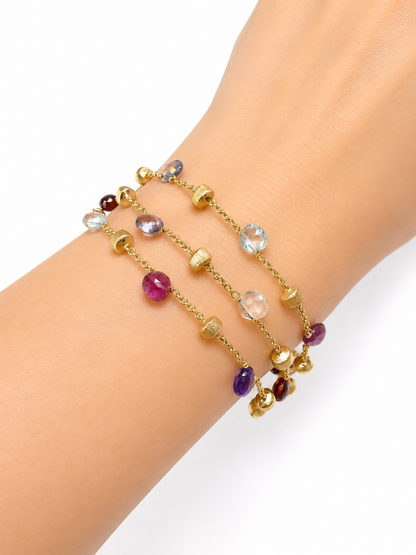 Marco Bicego Multi-Gemstone Three-Strand Bracelet in 18K Yellow Gold