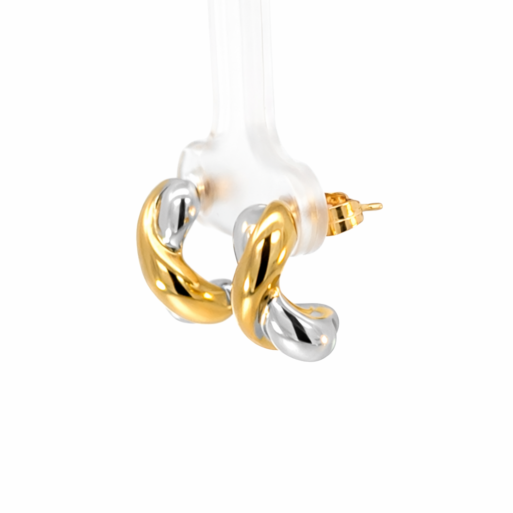 14K Two-Tone Gold Sculpted Knot Stud Earrings