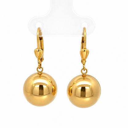 14K Yellow Gold Polished Ball Drop Earrings