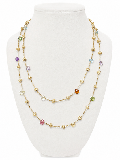 Marco Bicego Multi-Gemstone Station Necklace in 18K Yellow Gold