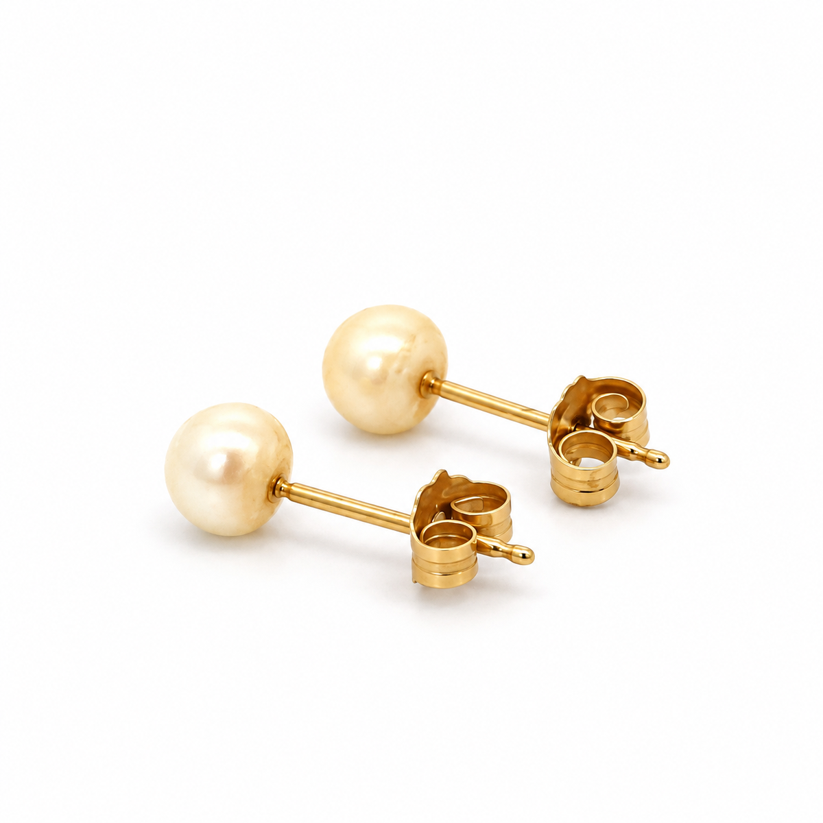 Yellow Gold 5mm Pearl Stud Earrings