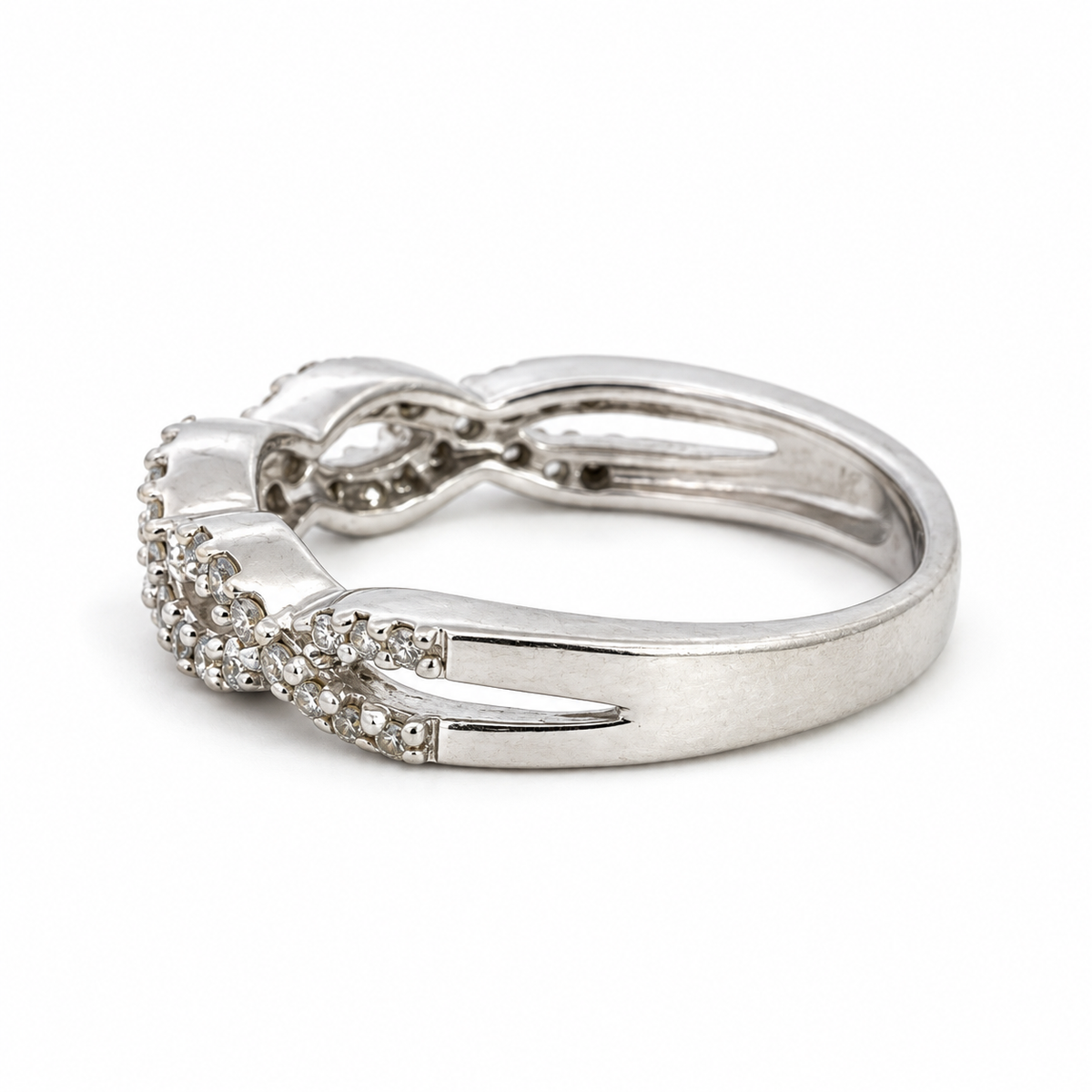 14K White Gold Diamond Open-Loop Band