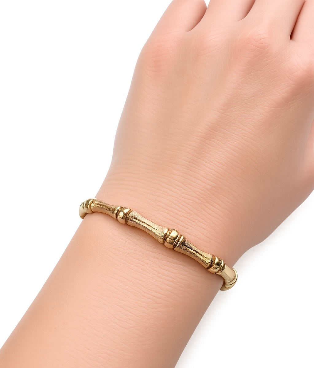 14K Gold Bamboo Link Bracelet Vintage