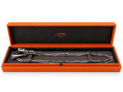 Hermès Curiosité Long Necklace with Two Removable Charms – 34 Inches – Original Box