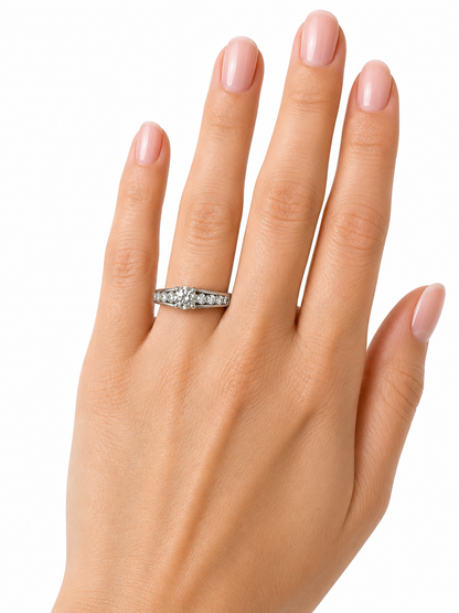 14K White Gold Diamond Bypass Ring