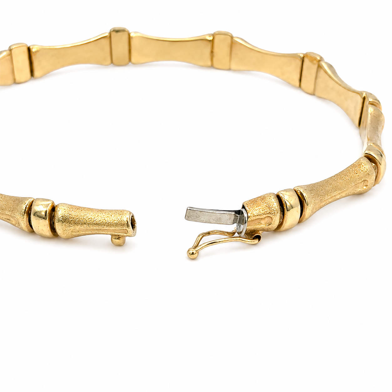 14K Gold Bamboo Link Bracelet Vintage